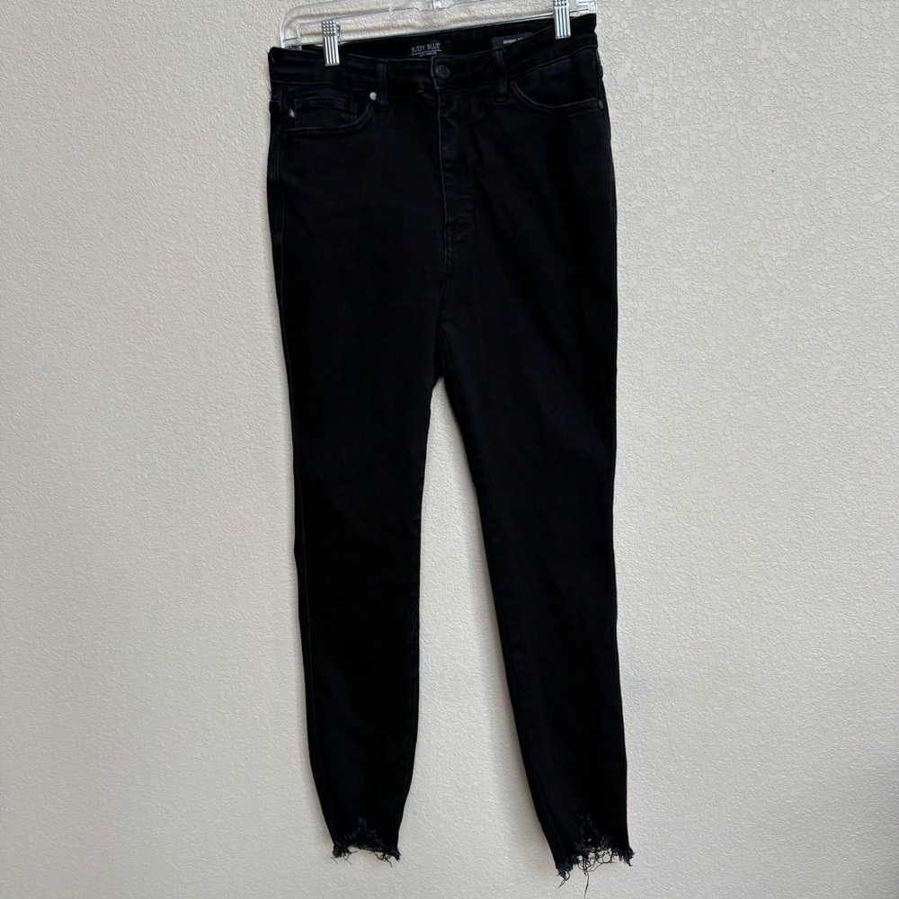Judy Blue Black Stretch Skinny Raw Hem Ankle Jeans Women’s 11/30 - Picture 2 of 11